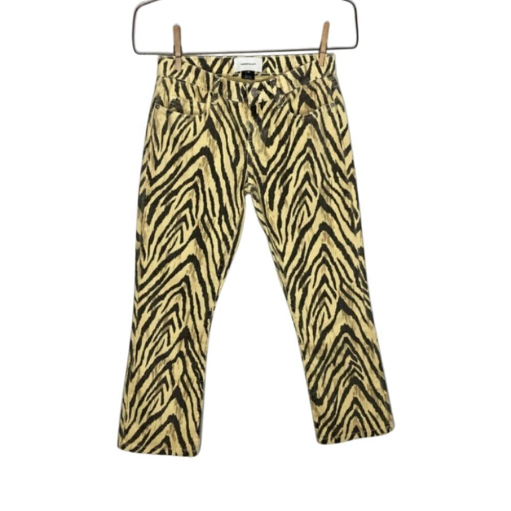 Current/Elliot Size 26 Zebra Print Kick Crop Jeans Mob Wife